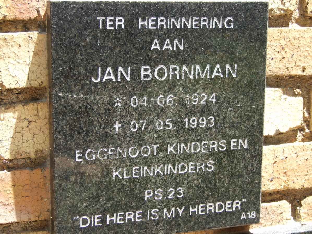 BORNMAN Jan 1924-1993