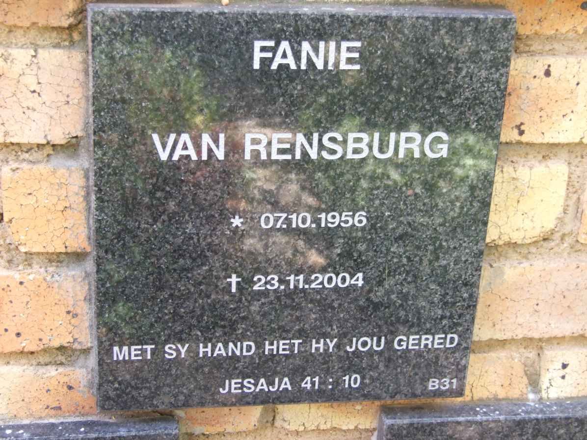 RENSBURG Fanie, van 1956-2004