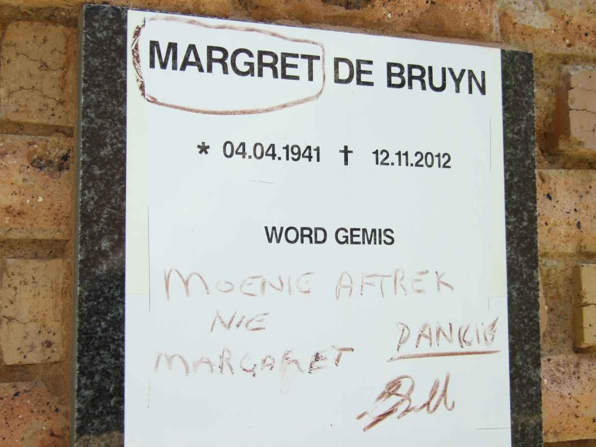 BRUYN Margaret, de 1941-2012
