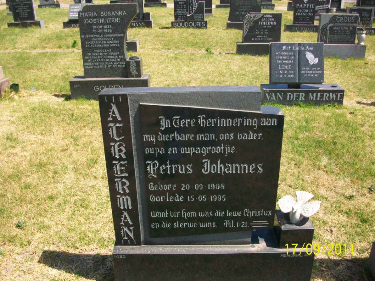 ACKERMAN Petrus Johannes 1908-1995