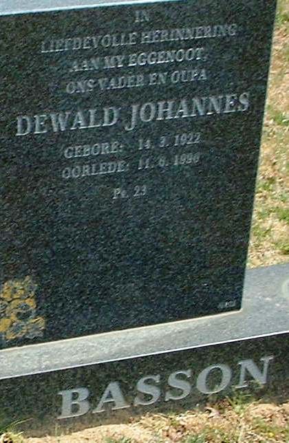 BASSON Dewald Johannes 1922-1996