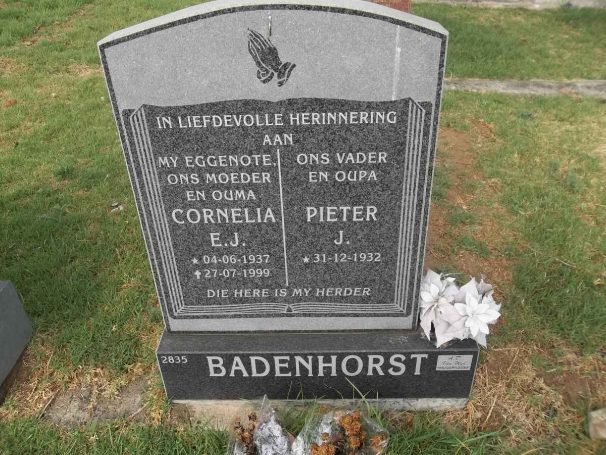 BADENHORST Pieter J. 1932- &amp; Cornelia E.J. 1937-1999