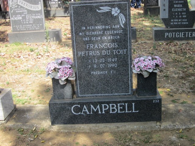 CAMPBELL Francois Petrus du Toit 1949-1990