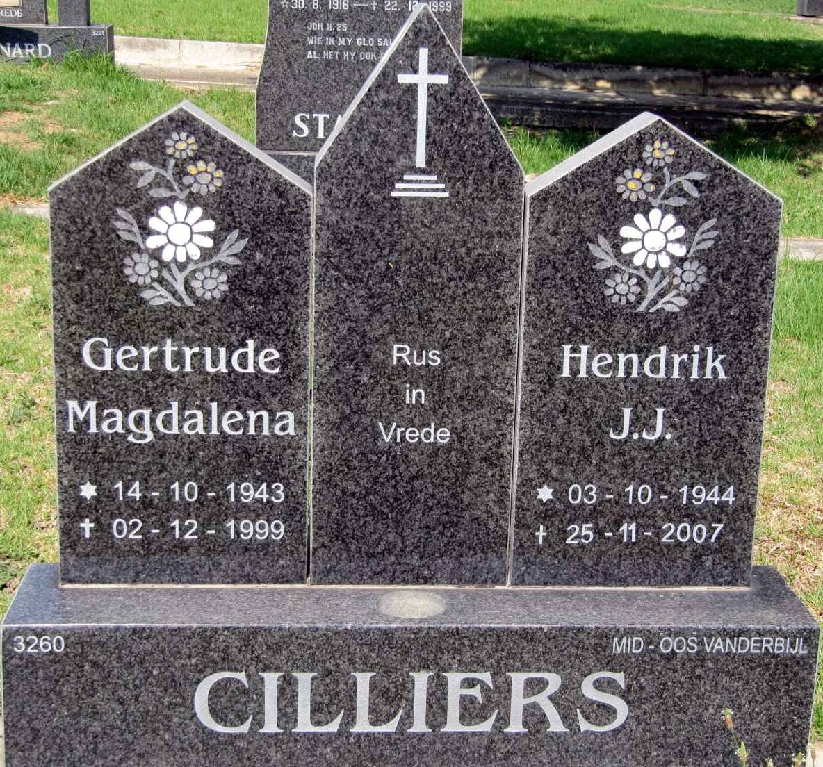 CILLIERS Hendrik J.J. 1944-2007 &amp; Gertrude Magdalena 1943-1999
