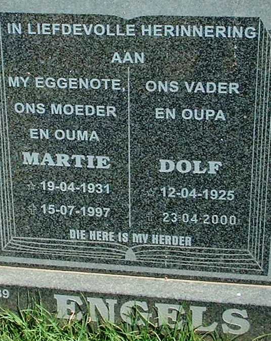 ENGELS Dolf 1925-2000 &amp; Martie 1931-1997
