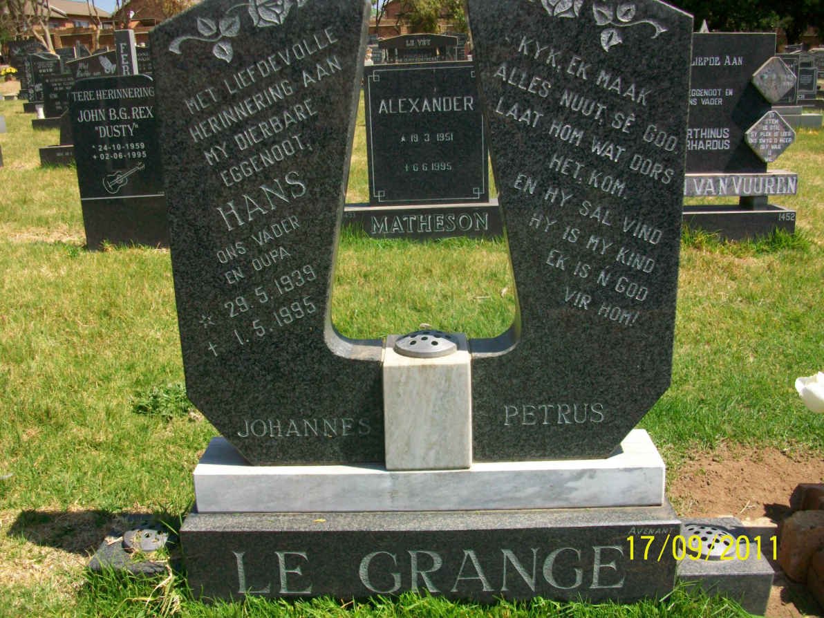 GRANGE Johannes Petrus, le 1939-1995
