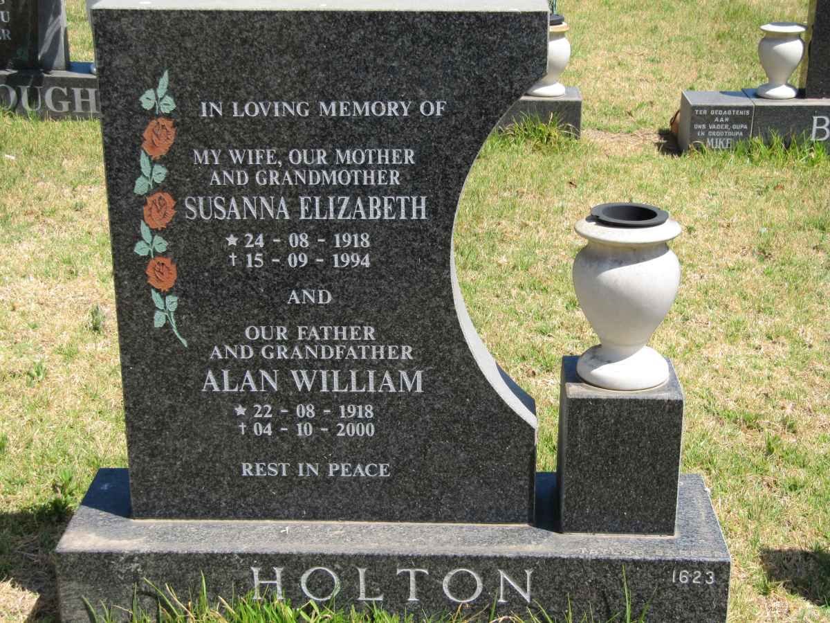HOLTON Alan William 1918-2000 &amp; Susanna Elizabeth 1918-1994