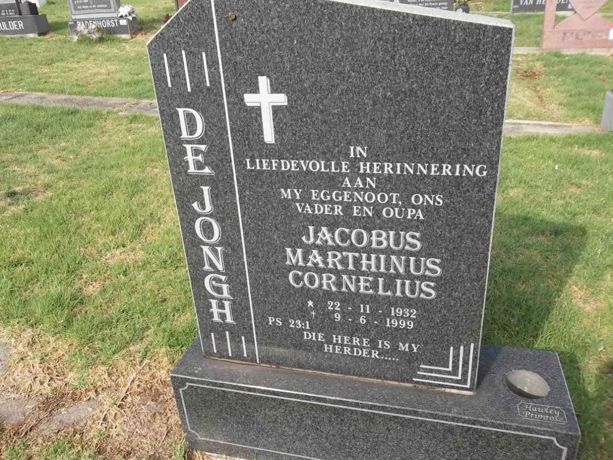 JONGH Jacobus Marthinus Cornelius, de 1932-1999