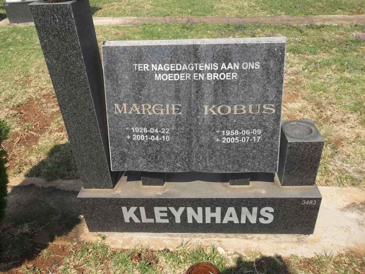 KLEYNHANS Margie 1926-2001 :: KLEYNHANS Kobus 1958-2005 