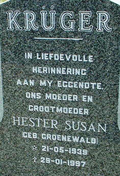 KRÜGER Hester Susan nee GROENEWALD 1939-1997