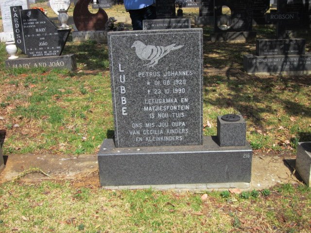 LUBBE Petrus Johannes 1920-1990