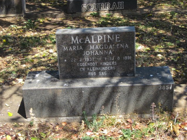McALPINE Maria Magdalena Johanna 1937-1991