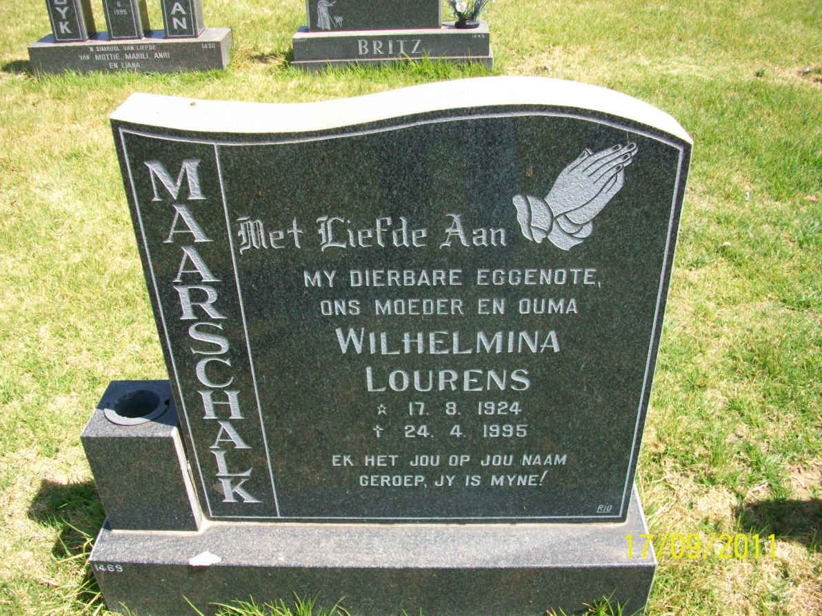 MAARSCHALK Wilhelmina Lourens 1924-1995