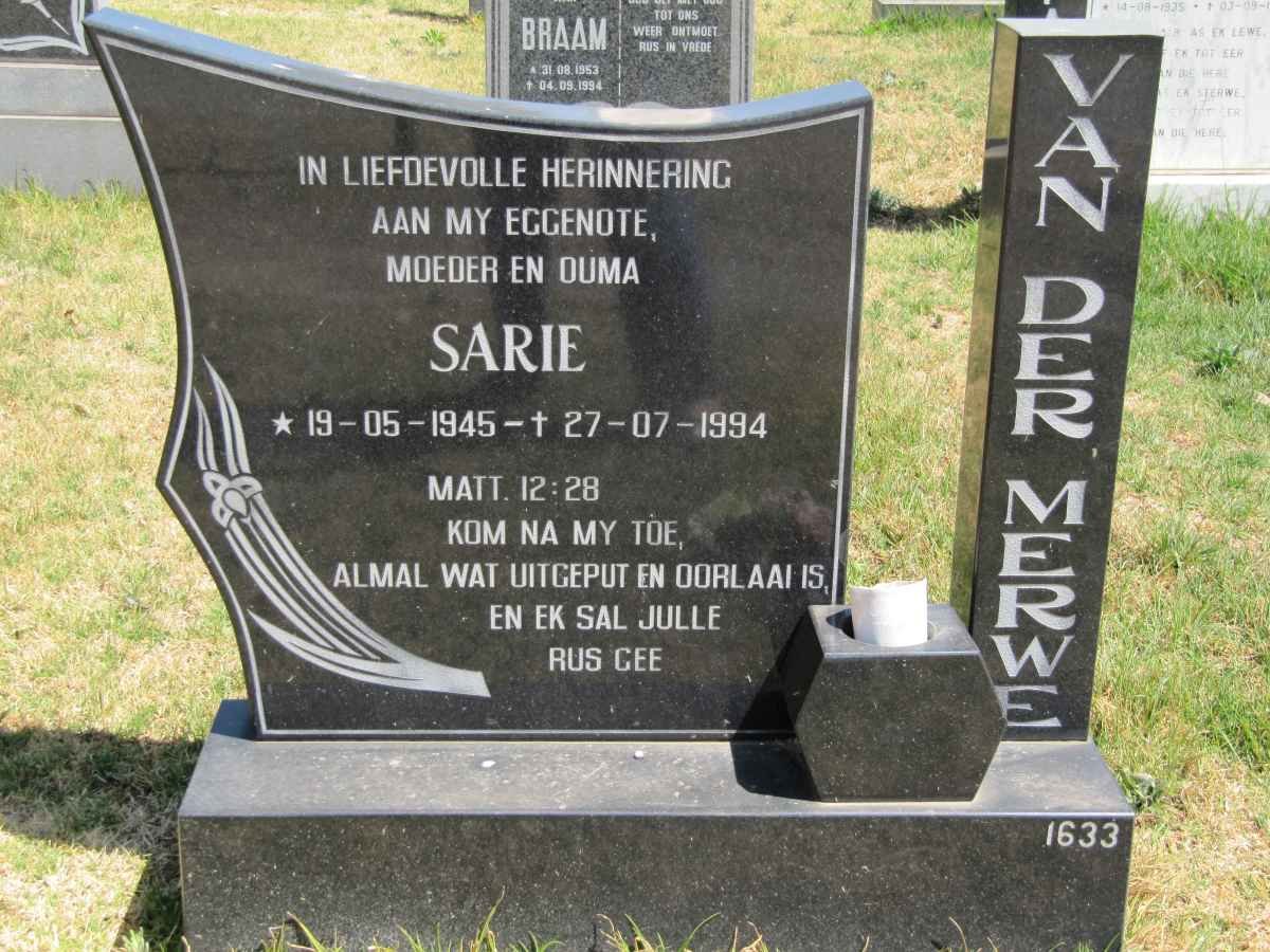 MERWE Sarie, van der 1945-1994