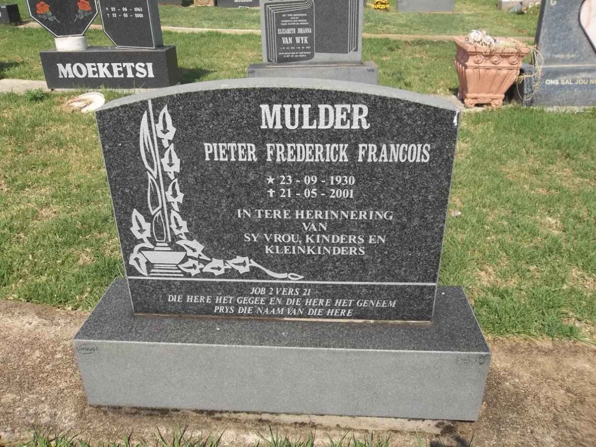 MULDER Pieter Frederick Francois 1930-2001