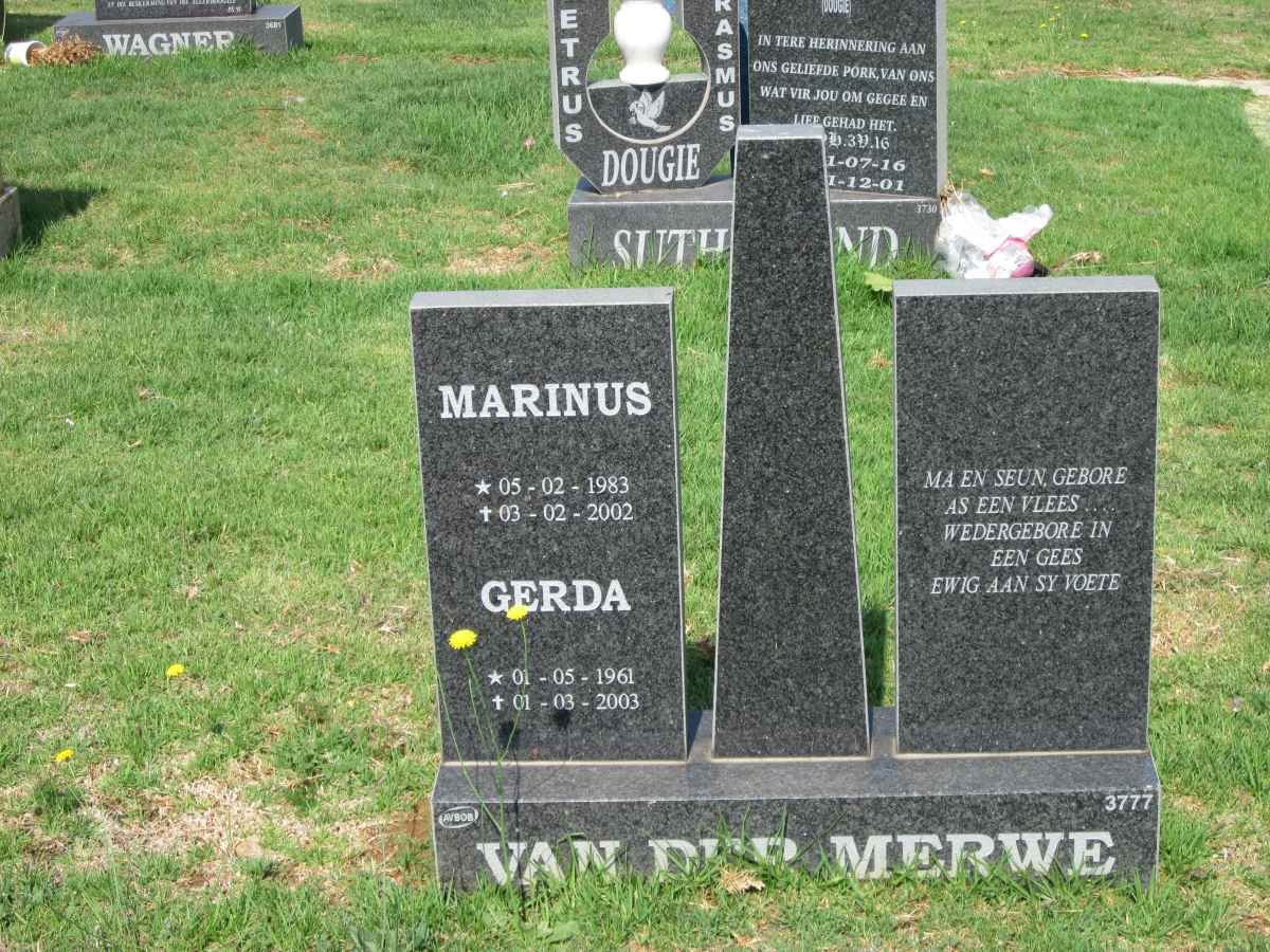 MERWE Gerda, van der 1961-2003 :: VAN DER MERWE Marinus 1983-2002