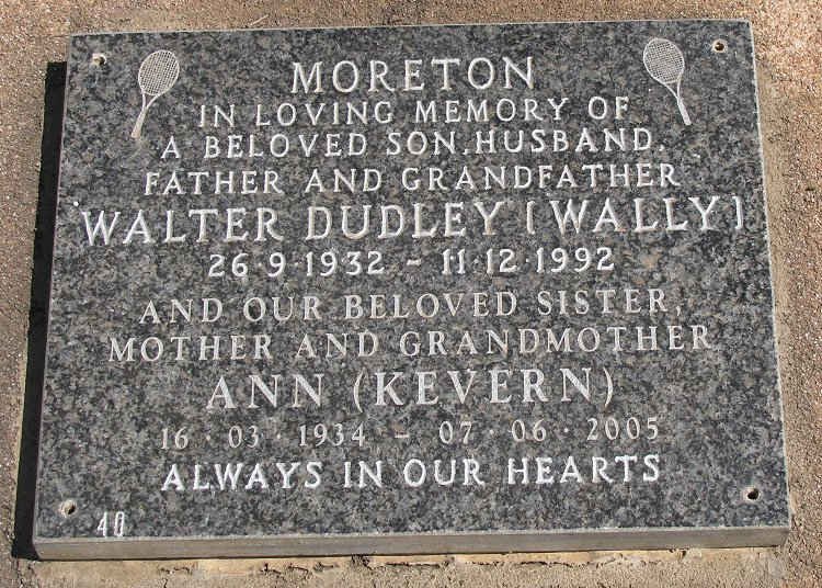 MORETON Walter Dudley 1932-1992 &amp; Ann KEVERN 1934-2005