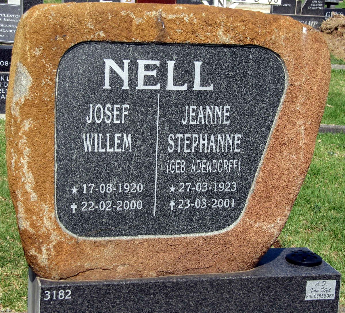 NELL Josef Willem 1920-2000 &amp; Jeanne Stephanne ADENDORFF 1923-2001