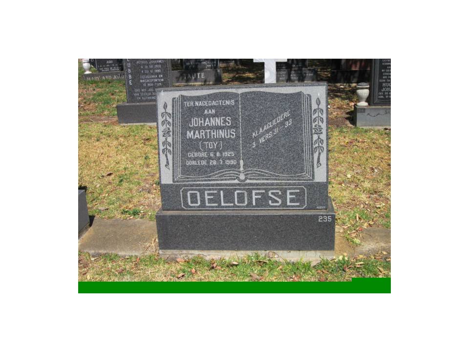 OELOFSE Johannes Marthinus 1925-1990