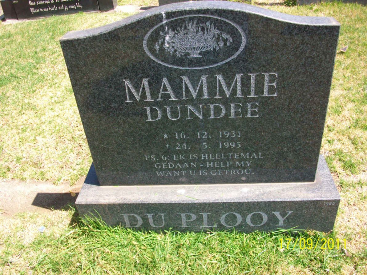 PLOOY Mammie Dundee, du 1931-1995