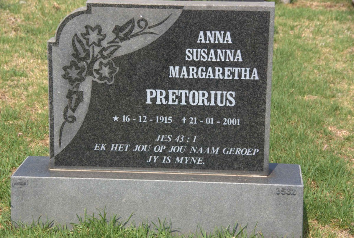 PRETORIUS Anna Susanna Margaretha 1915-2001