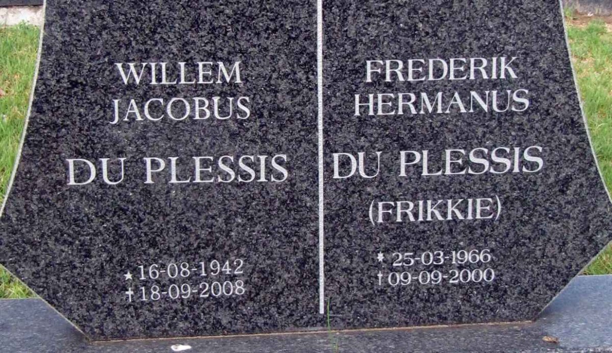 PLESSIS Willem Jacobus, du 1942-2008 :: DU PLESSIS Frederik Hermanus 1966-2000
