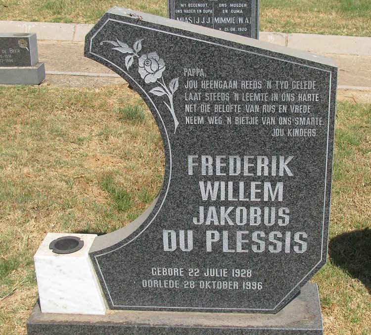 PLESSIS Frederik Willem Jakobus, du 1928-1996