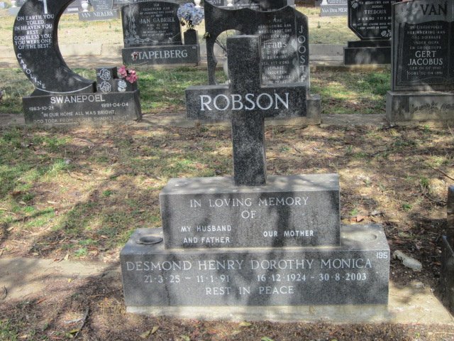 ROBSON Desmond Henry 1925-1991 &amp; Dorothy Monica 1924-2003