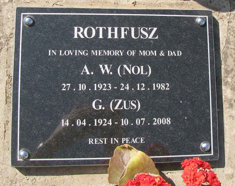 ROTHFUSZ A.W. 1923-1982 &amp; G. 1924-2008