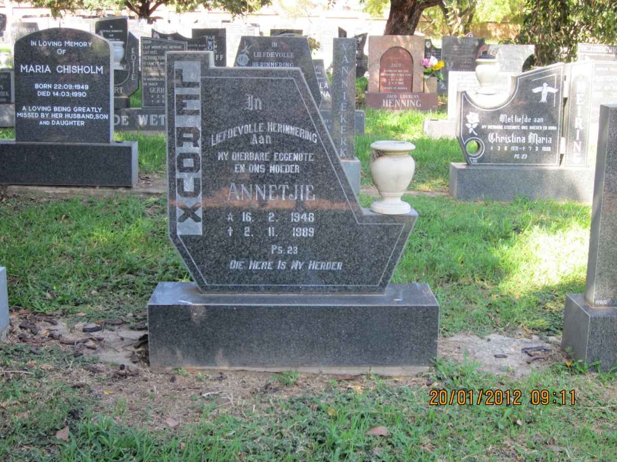 ROUX Annetjie, le 1948-1989