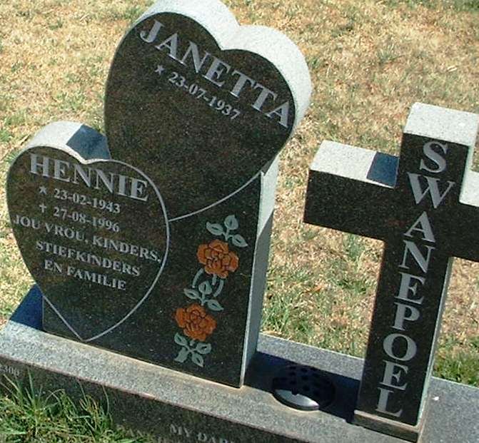 SWANEPOEL Hennie 1943-1996 &amp; Janetta 1937-