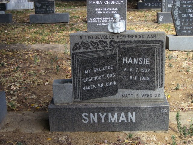 SNYMAN Hansie 1932-1989