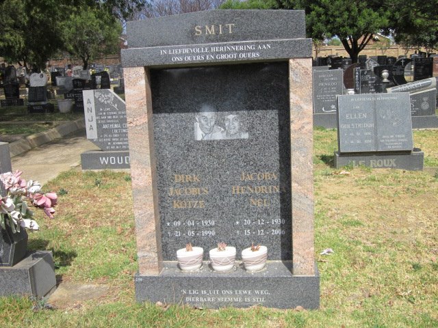 SMIT Dirk Jacobus Kotze 1930-1990 &amp; Jacoba Hendrina NEL 1930-2006