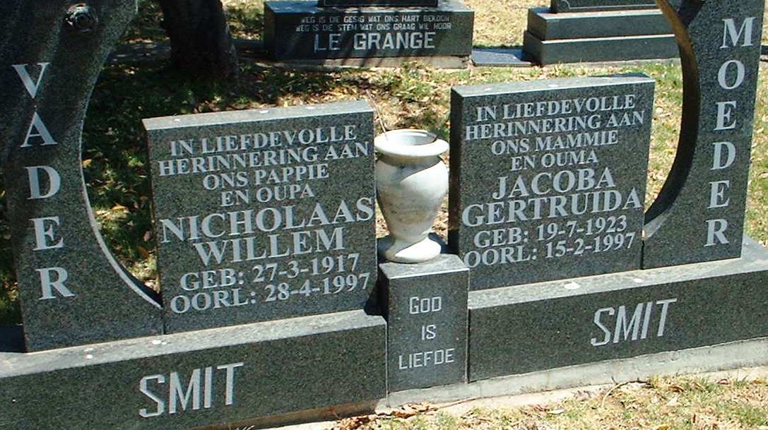 SMIT Nicholaas Willem 1917-1997 &amp; Jacoba Gertruida 1923-1997
