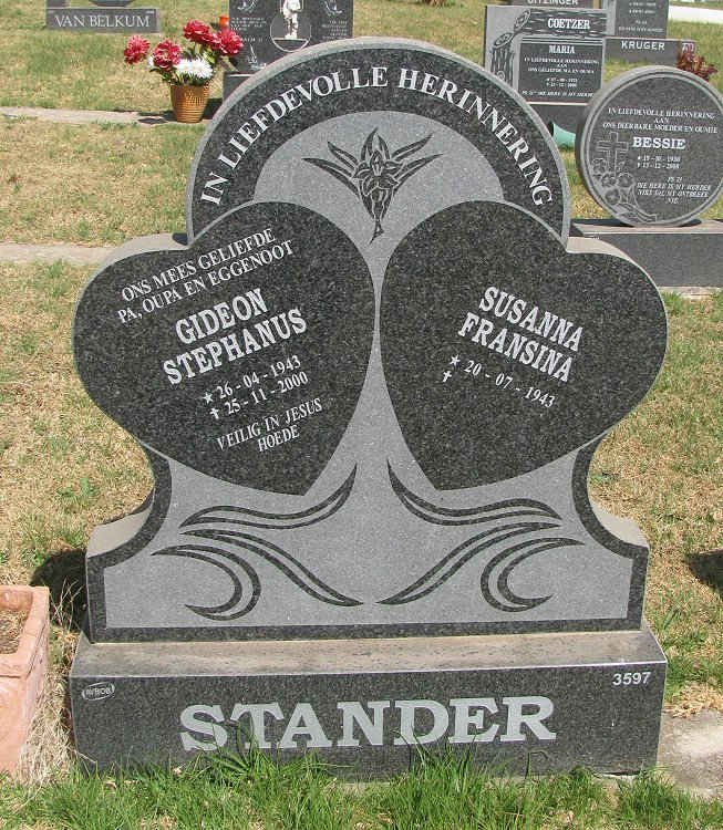 STANDER Gideon Stephanus 1943-2000 &amp; Susanna Fransina 1943-