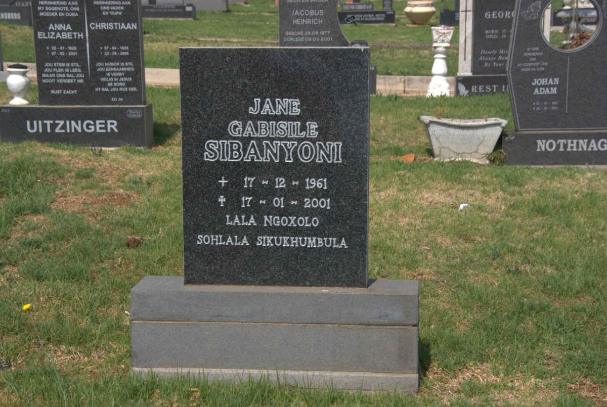 SIBANYONI Jane Gabisile 1961-2001