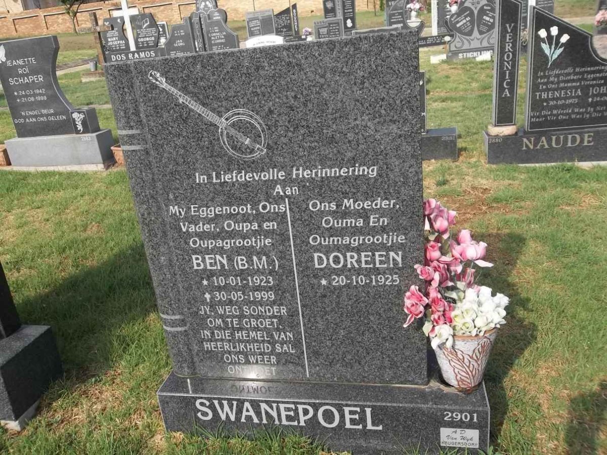 SWANEPOEL B.M. 1923-1999 &amp; Doreen 1925-
