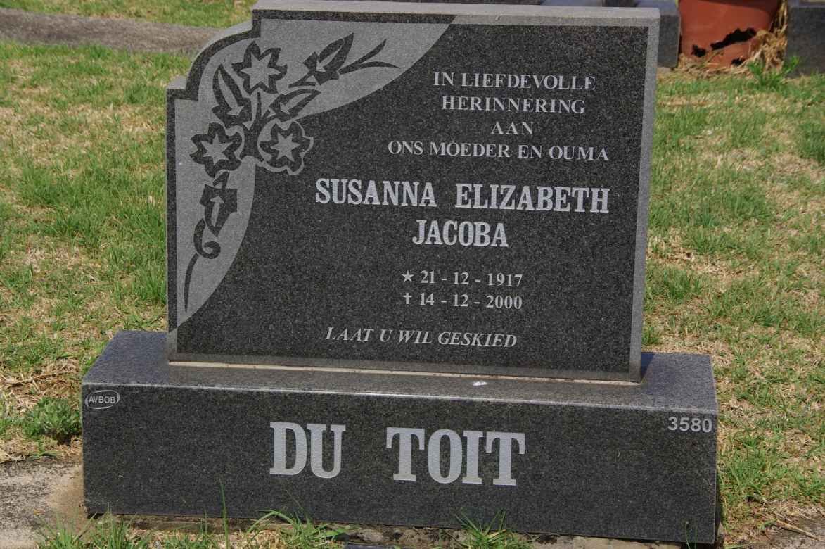TOIT Susanna Elizabeth Jacoba, du 1917-2000