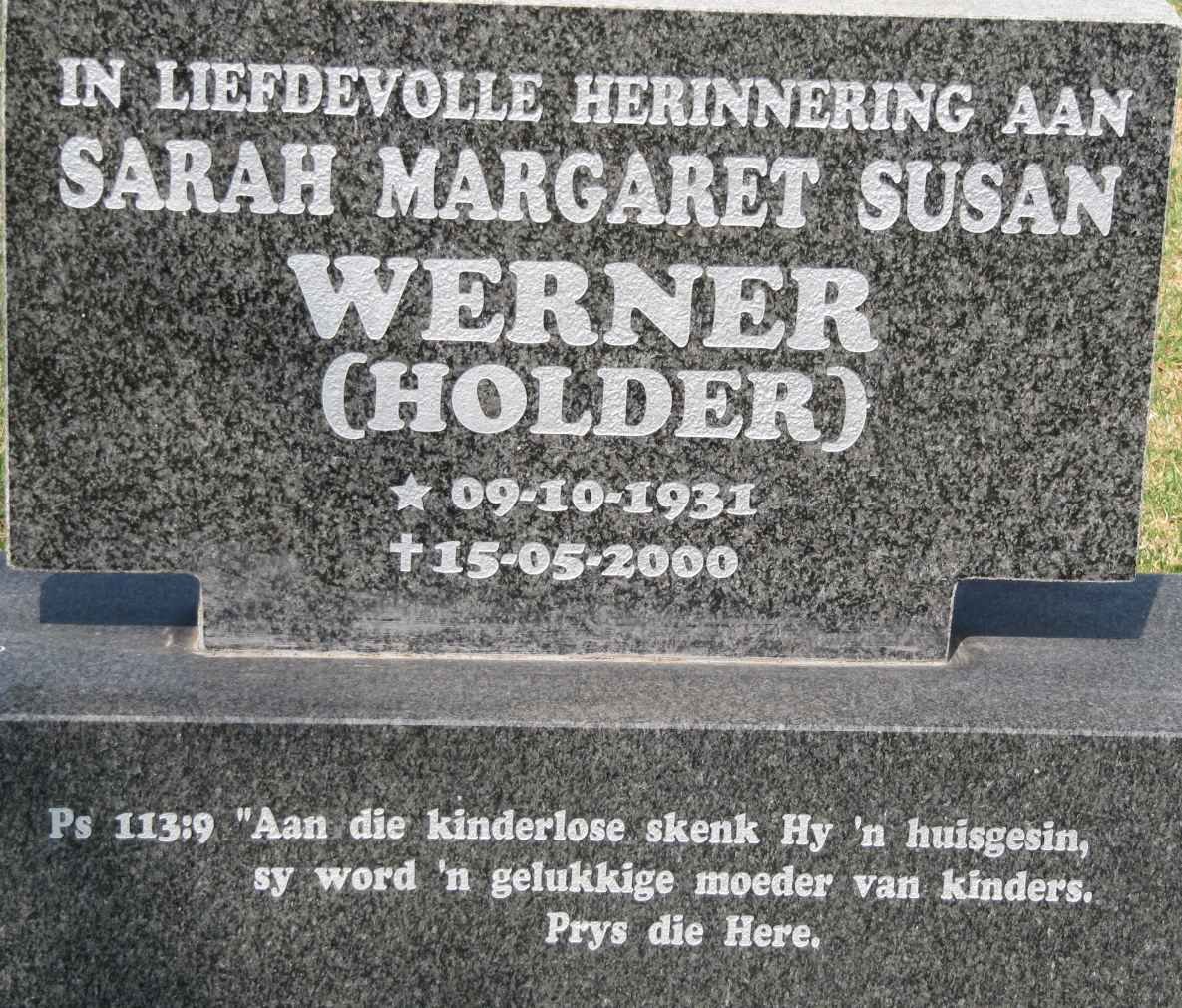 WERNER Sarah Margaret Susan nee HOLDER 1931-2000