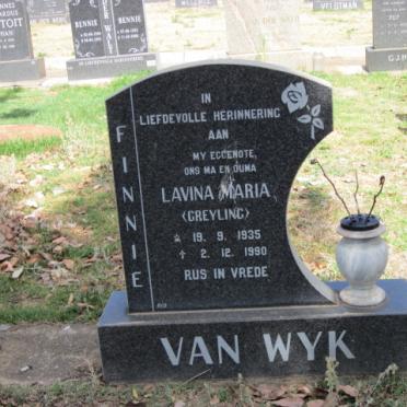 WYK Lavina Maria, van nee GREYLING 1935-1990