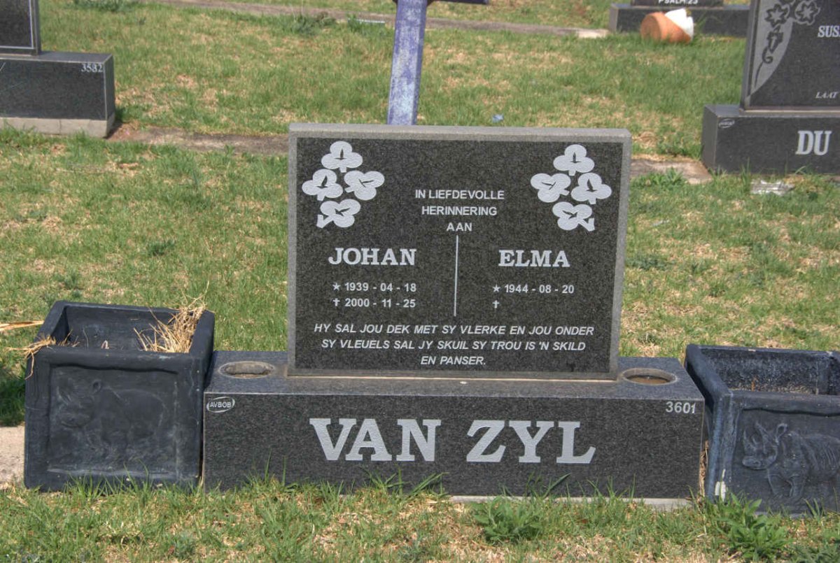 ZYL Johan, van 1939-2000 &amp; Elma 1944-