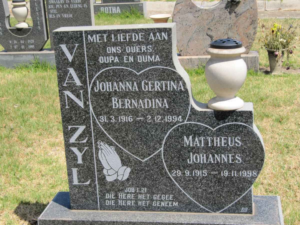 ZYL Mattheus Johannes, van 1915-1998 &amp; Johanna Gertina Bernadina 1916-1994