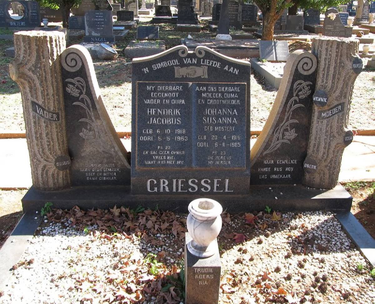 GRIESSEL Hendrik Jacobus 1918-1963 &amp; Johanna Susanna MOSTERT 1919-1985