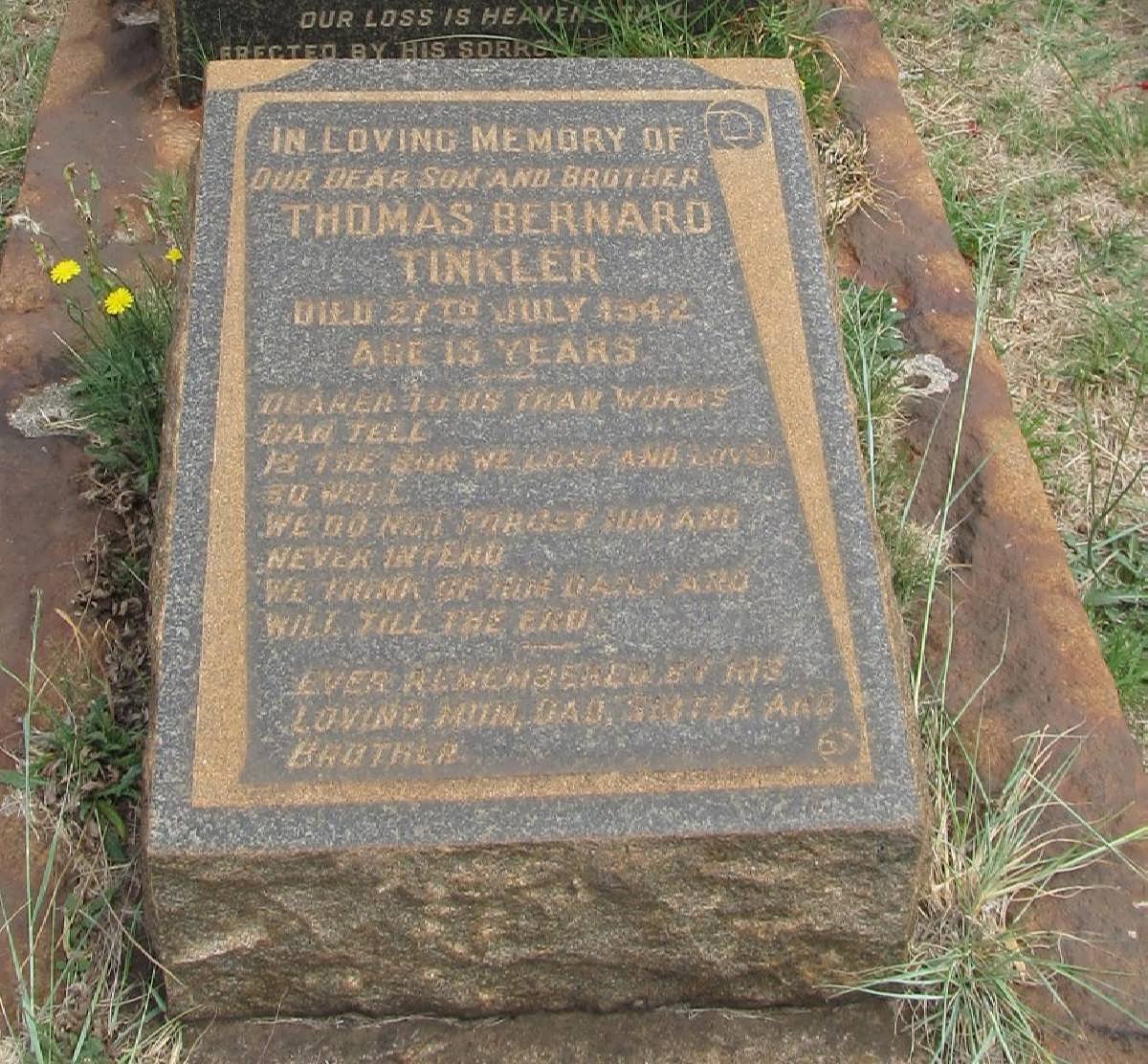 TINKLER Thomas Bernard -1942