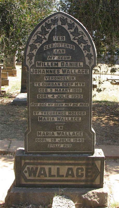 WALLACE Willem Daniel Johannes 1916-1935 :: WALLACE Maria -1943