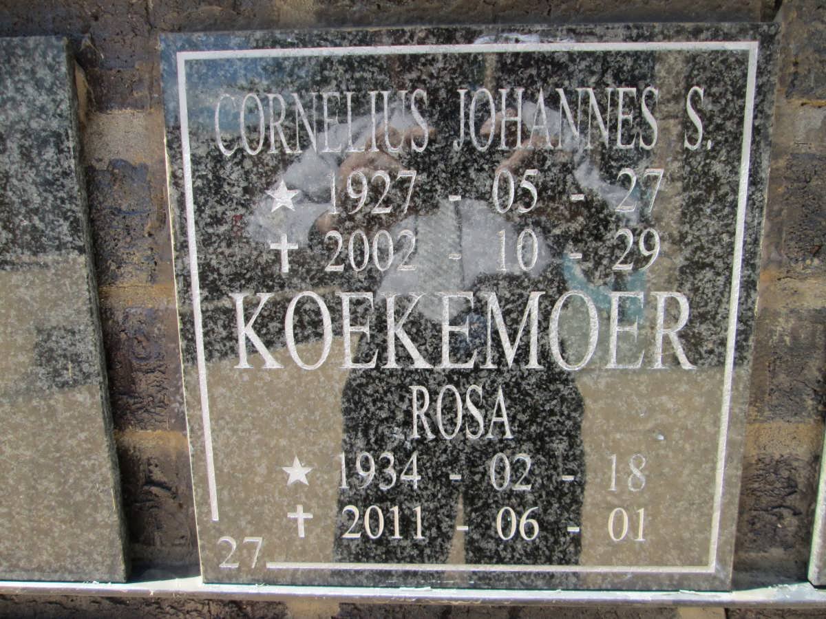 KOEKEMOER Cornelius Joannes S. 1927-2002 &amp; Rosa 1934-2011