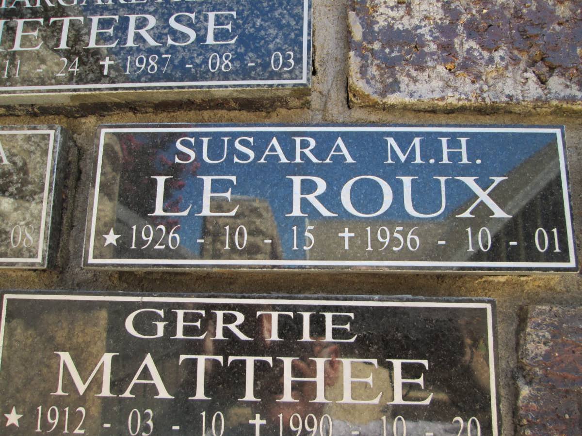 ROUX Susara M.H., le 1926-1956