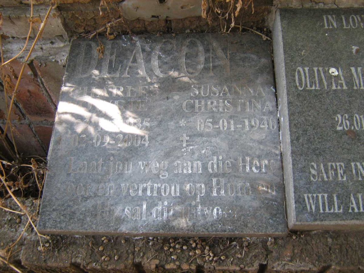 DEACON Charles Powrie 1935-2004 &amp; Susanna Christina 1940-