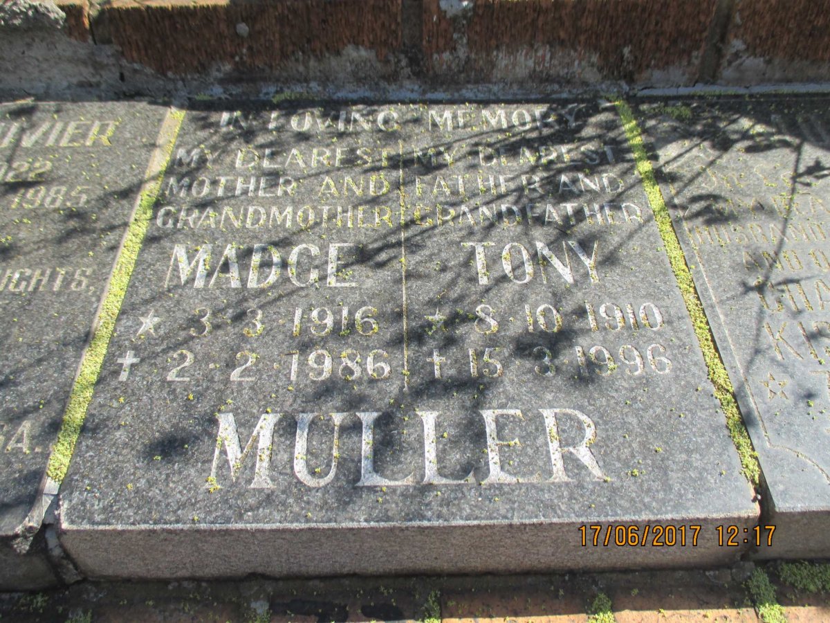 MULLER Tony 1910-1996 &amp; Madge 1916-1986