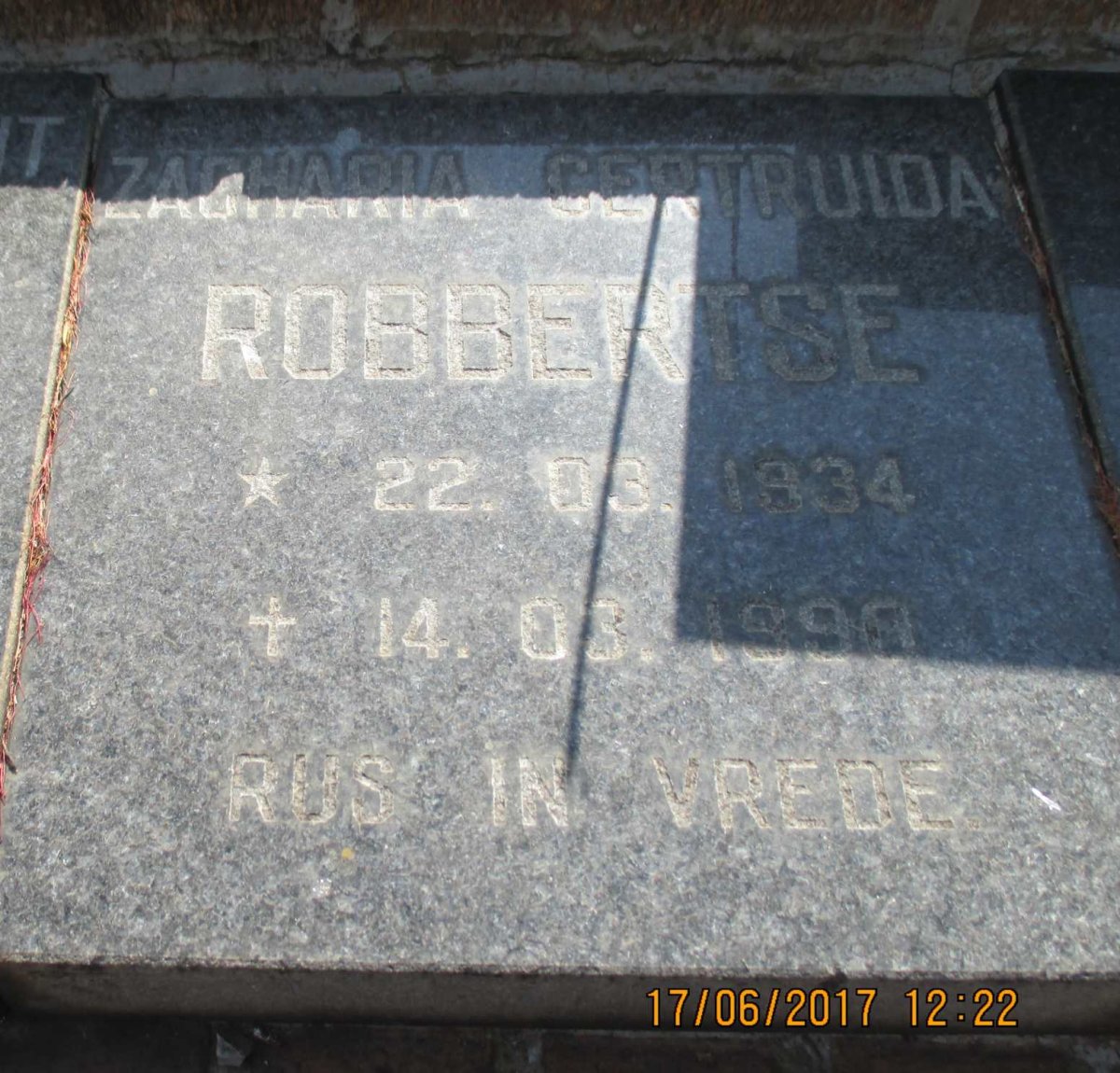 ROBBERTSE Zacharia Gertruida 1934-1999